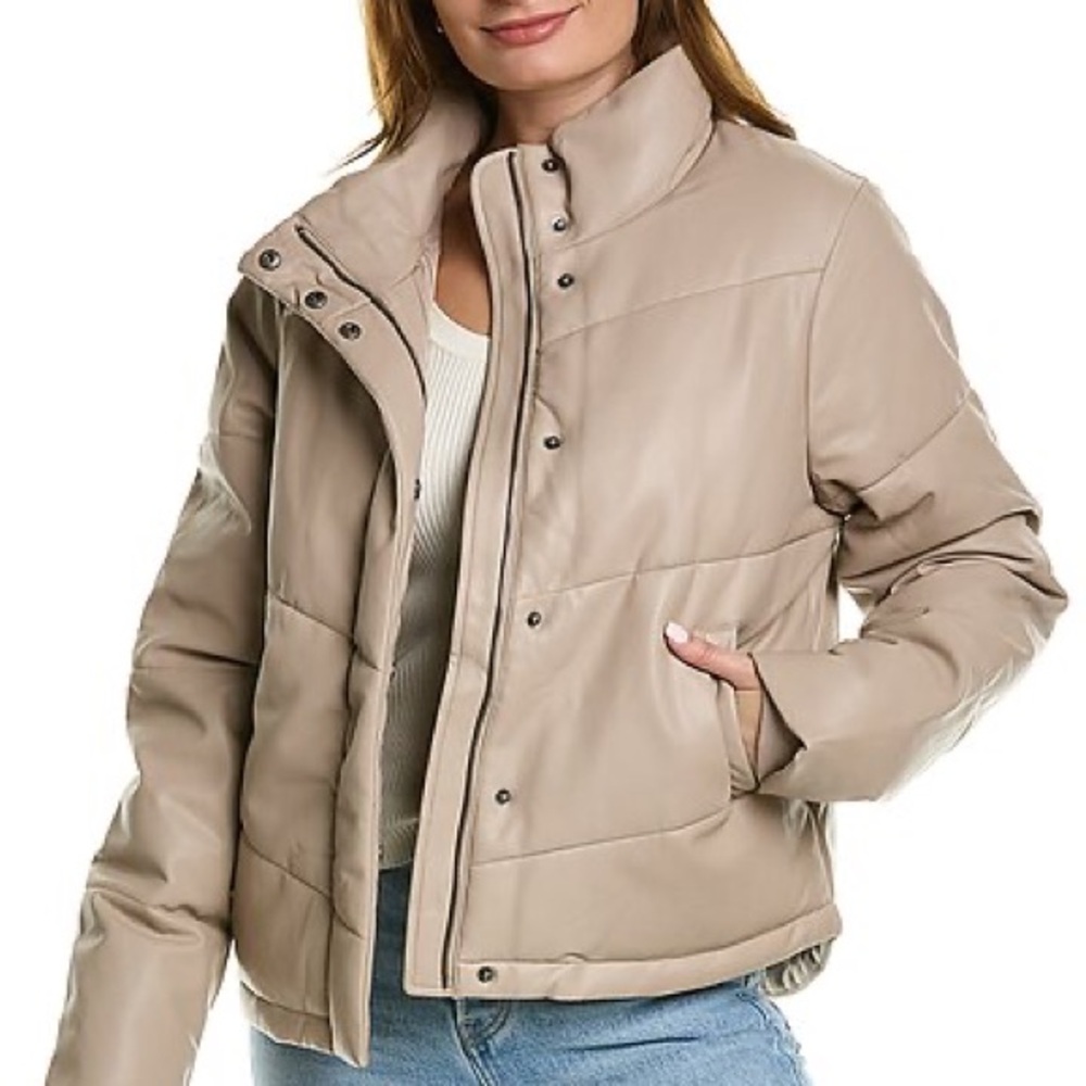 Splendid - Faux Leather Puffer Jacket, size XS
